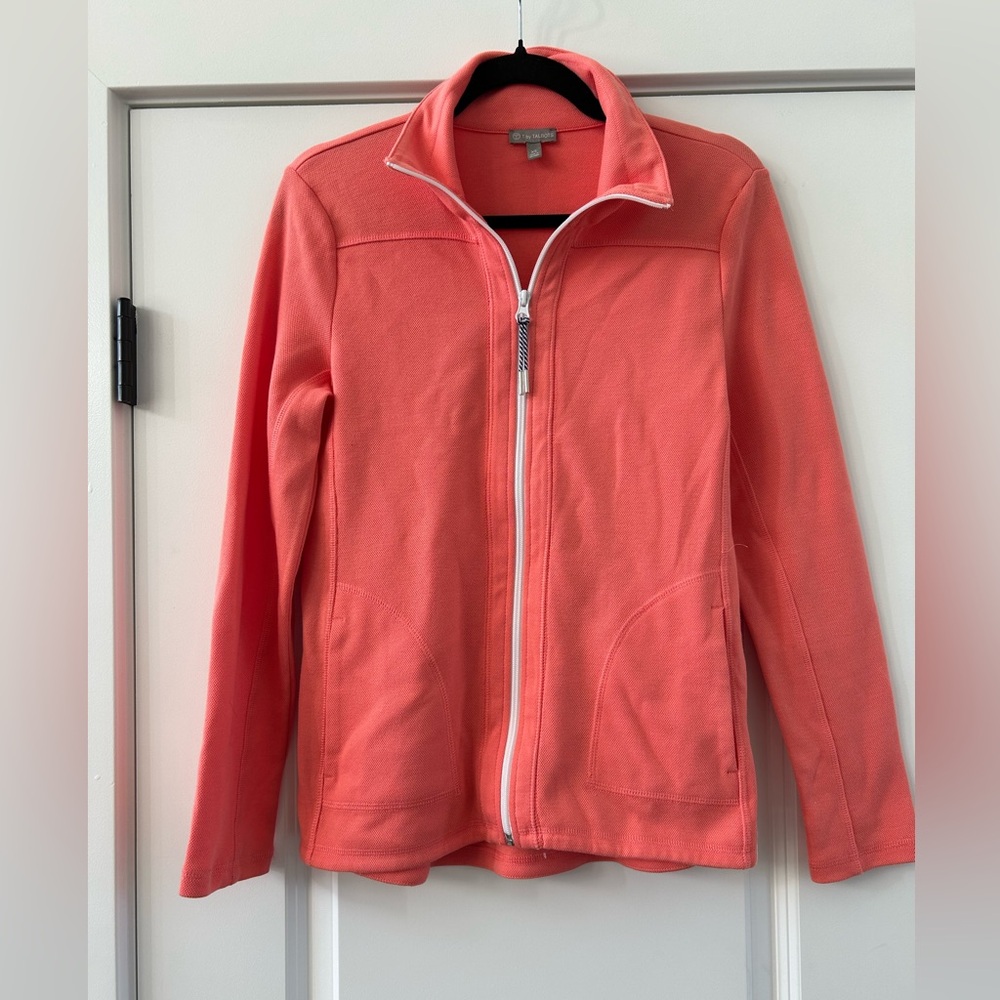 T by Talbots coral zip jacket XS